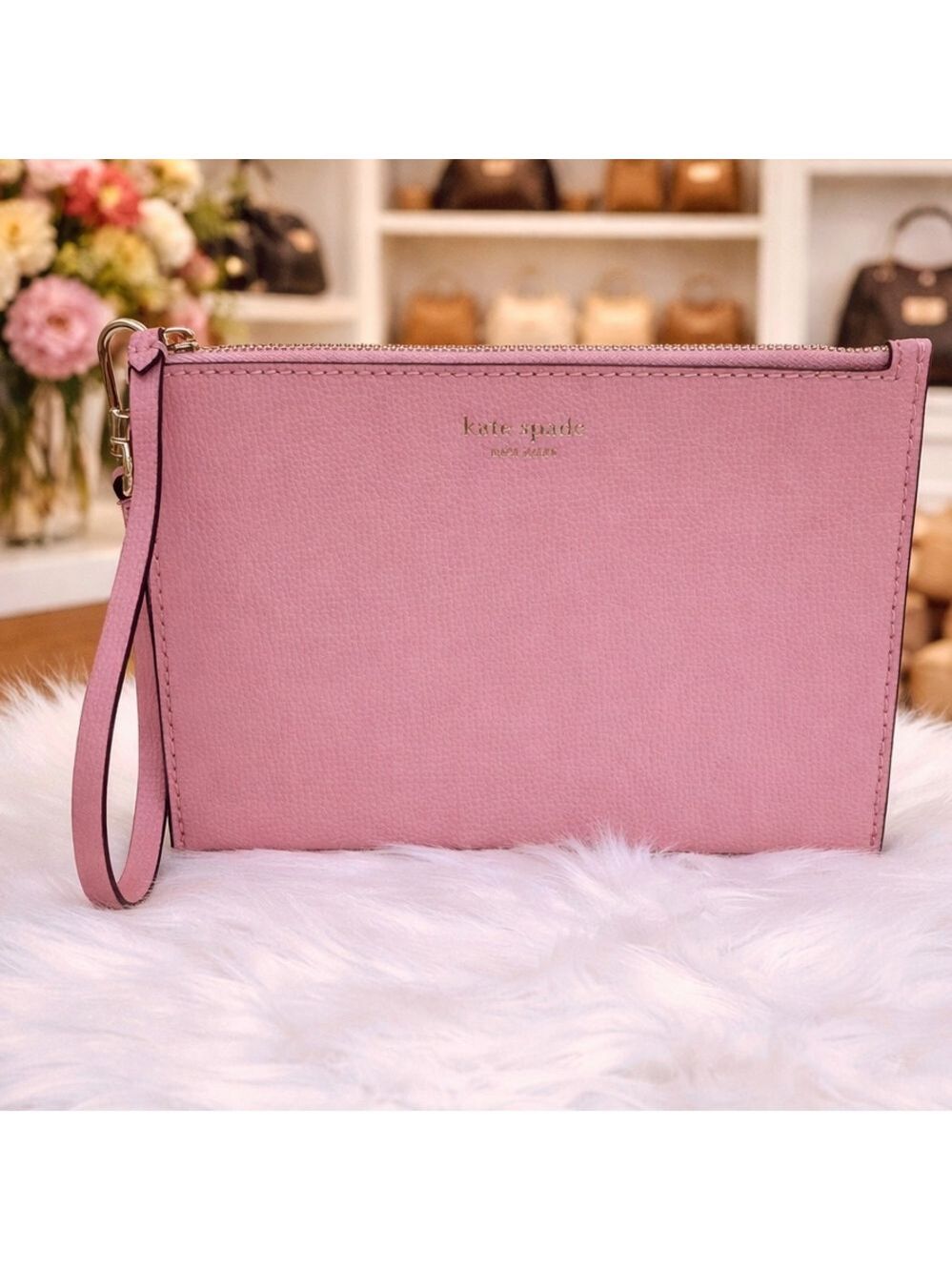Kate Spade New York Leila Blush Dusty Peony Pink Clutch Wristlet Bag